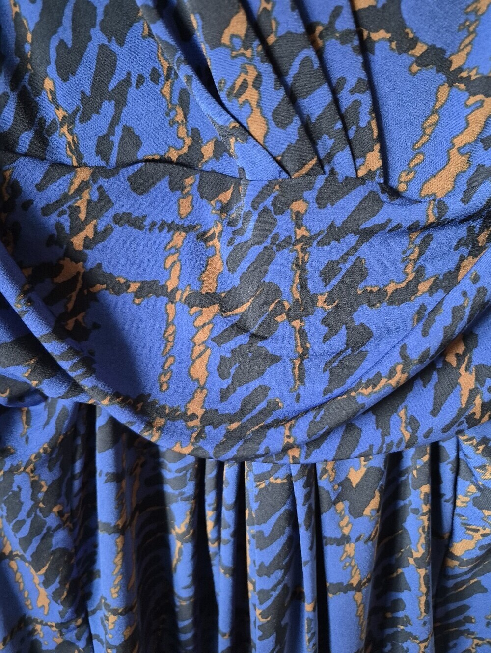 Michael Kors Royal Blue and Black Printed Wrap-Style Long Sleeve Dress - Picture 3 of 4